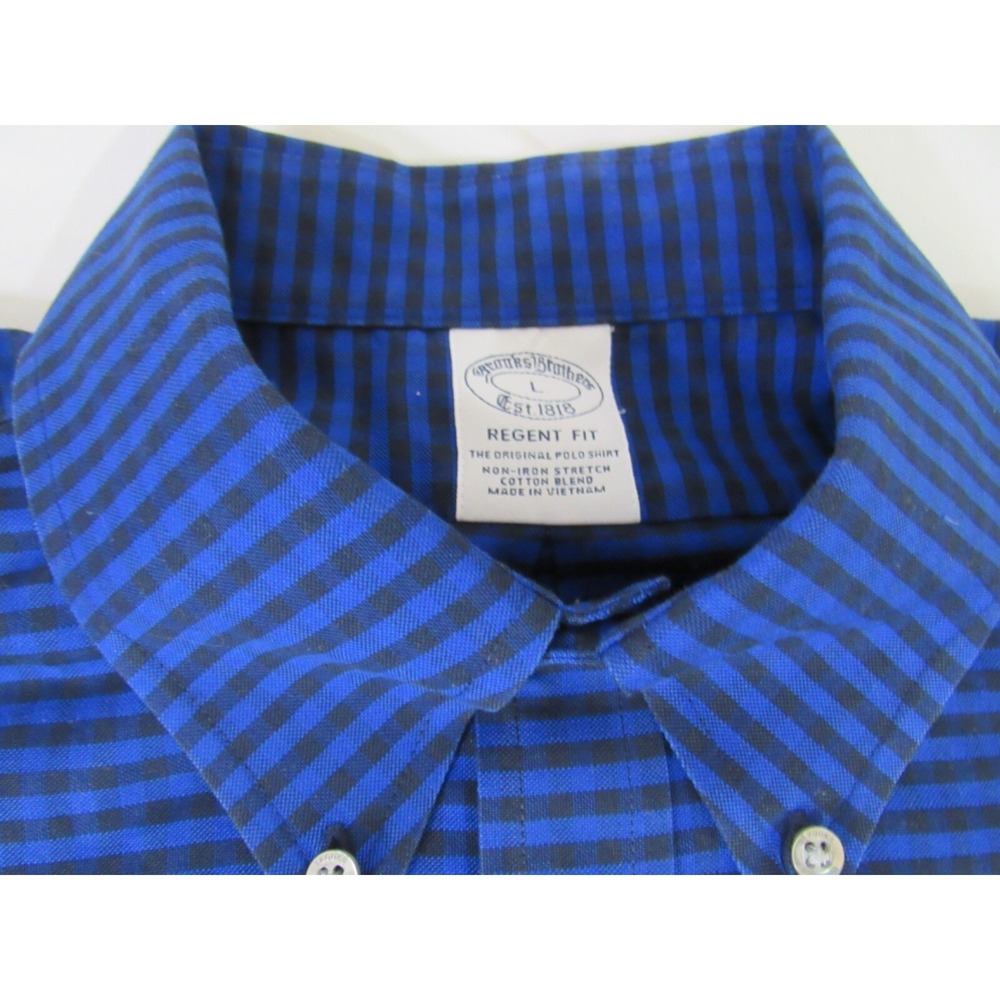 Brooks Brothers 1818 Regent Blue Gingham Plaid Button Down 100% Cotton Sz L - Picture 4 of 11
